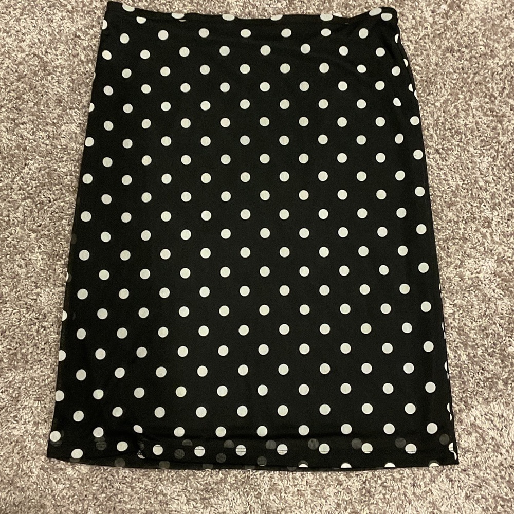Express Black Pencil Skirt with White Dots, Size M